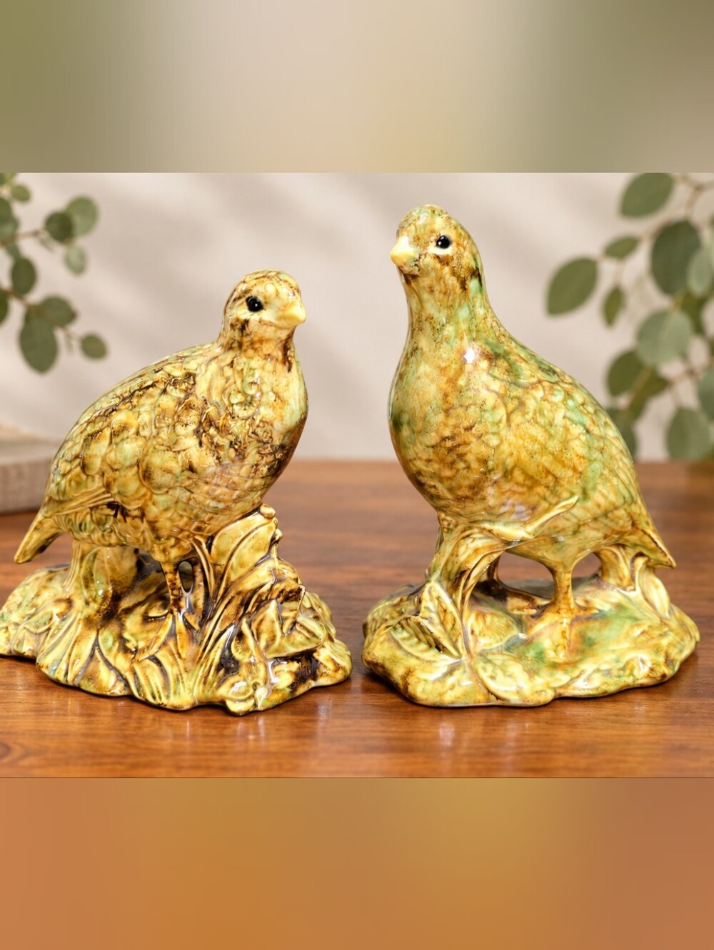 Mid-Century Holland Mold Ceramic Quails – Pair of Vintage 1970s Cabin Decor Bird